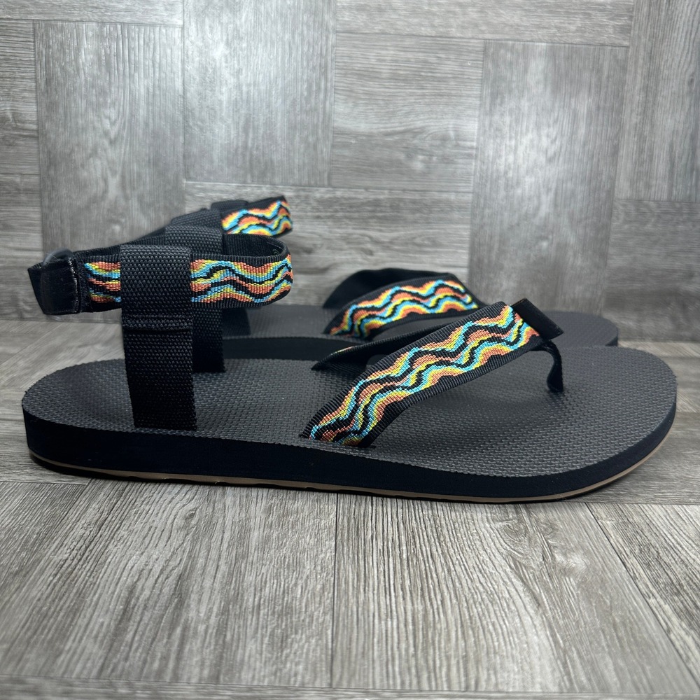 Teva Original Sandal Revive Mens 12 Black Multi Retro Outdoor NEW